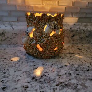 Handcrafted Ceramic Leaf & Acorn Candle Holder